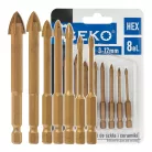 GEKO üveg és kerámiafúró készlet, 8 db - os, HEX  3 - 12 mm