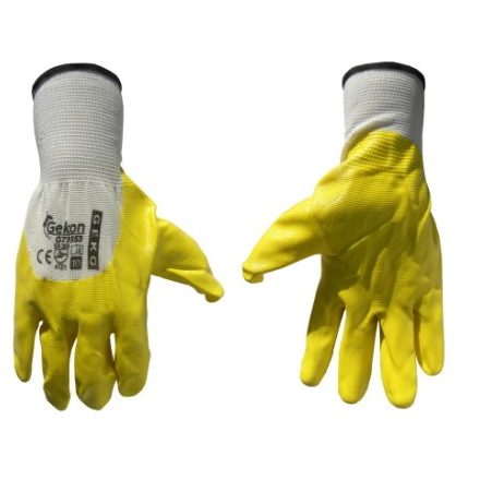 GEKO pamut védőkesztyű, oldalt nitril tenyérbevonattal, kötött csukló (sárga) XL / 10