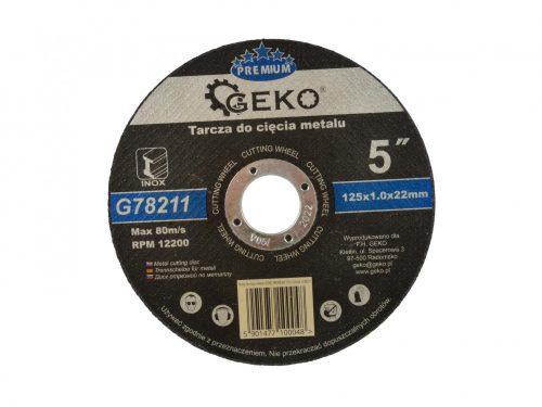 GEKO prémium fémvágó korong 125 x 1 x 22,2 mm Inox