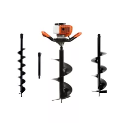   GEKO benzines talajfúró 1.4kW, adapterrel 50 cm, fúrószárakkal 10, 20, 30cm