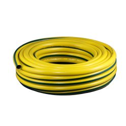   Csavarodásmentes 4 rétegű locsolótömlő, sárga, zöld csíkkal, 50 m, 3/4"