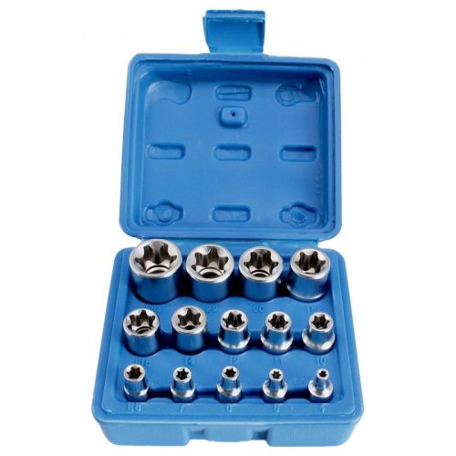 Satra E - torx dugófej készlet, 1/4''+3/8''+1/2", 14 db-os