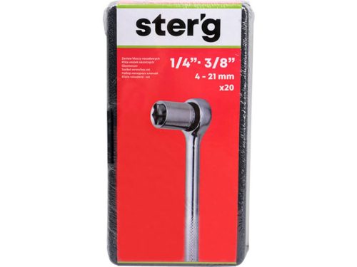 Sterg dugókulcs készlet, 1/4'', 3/8'', 4-21 mm,  20 db, hobby célra