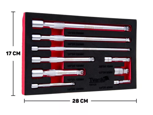 Tvardy 9 részes billegő hosszabbító készlet 1/4" 3/8" 1/2" CrV