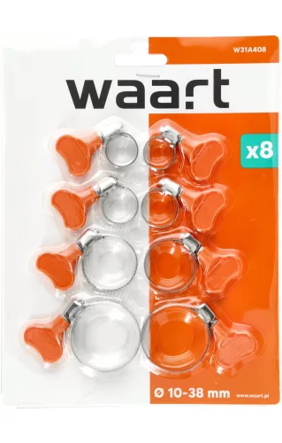 Waart pillangós csőbilincskészlet, 10 - 38 mm, 8 db